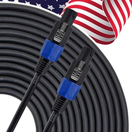 EMB Audio 25 feet Speaker Cable 16AWG Patch Cords - 25 ft Speakon to Speakon Professional Speaker Cables Black 16 Gauge Wire - Pro 25' Speak-on to Speak-on Cord 16G