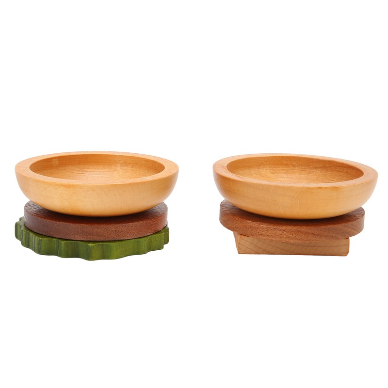 Hamburger Coaster Set Heat Insulation Cute Exquisite Wood Drink Coasters