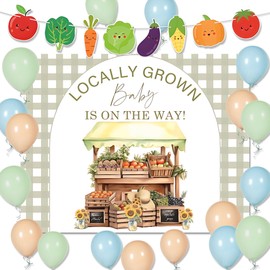 LaVenty Locally Grown Baby Shower Decorations Farmers Market Decor Banner Farmers Market Supplies Farm Baby Shower Decorations