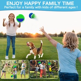 Ball Catch Game, Kids Toss Game for Ages 3 4 5 6 7 8-12 Year Old Boy Girl, Catching Balls Set with 2 Ball Paddles for Outdoor Yard Game, Pool or Beach Toys for Birthday Gifts Easter Basket Stuffers