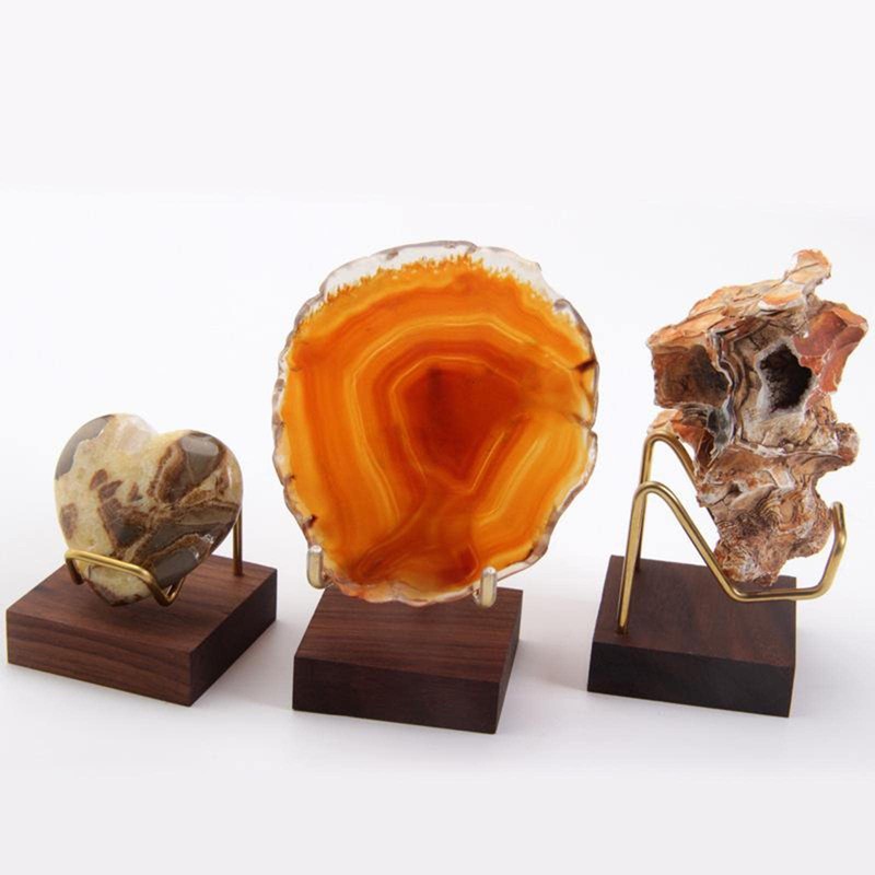 Perfeclan Wooden Display Stand for Fossils, Rocks, Geode, Agate, Crystals,