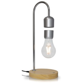 Magnetic Levitating Bulb Lamp - Cool Floating Lamps for Office and Home Decor -Magnetic Levitation Night Light, 6.3” x 4.3” x 14.4”, Chrome/Silver