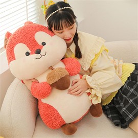 champracer Cuddly Toy, Squirrel Plush Toy, Cute Squirrel Doll, Furry Squirrel Toy for Room Decoration, Squirrel (25 cm, Pink)