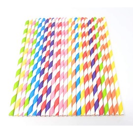 Picture Perfect Party Premium Paper Straws [Pack of 25 Drinking Straws] (Mixed Stripes)