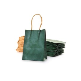 AWELL Small Dark Green Paper Bag with Handle Party Favours Bag 6x4.5x2.5 inch for Chiristmas Wedding Birthday Recycled Bag, Pack of 24