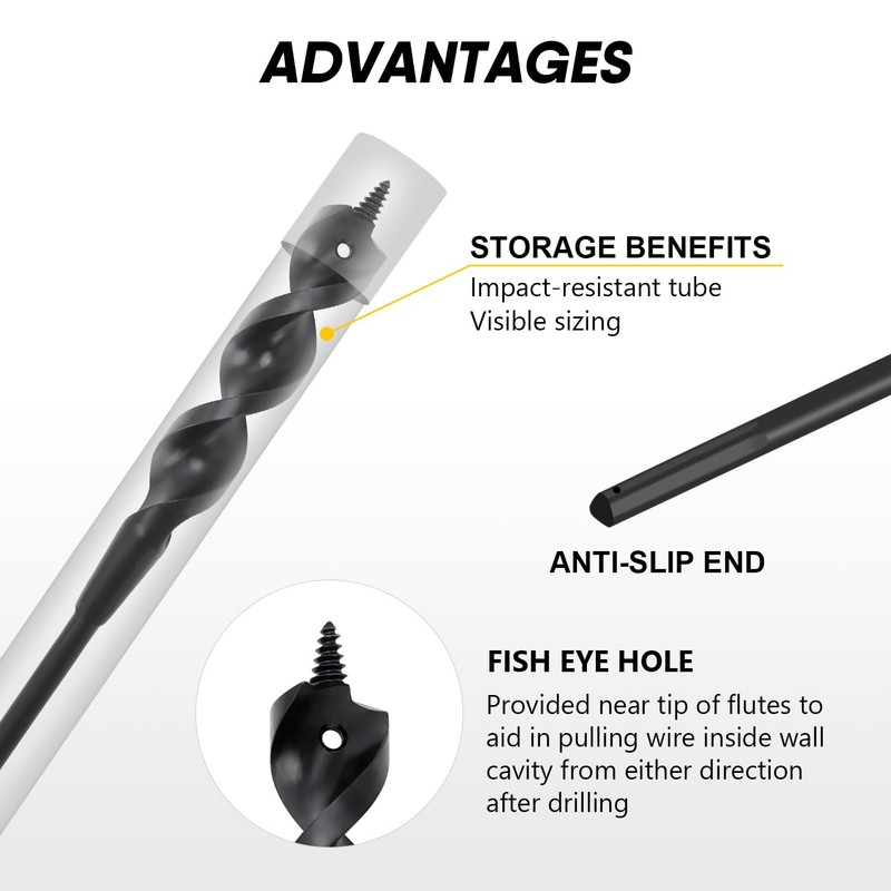 HUAALIUCHE 54-Inch Flexible Installer Drill Bit for Pulling Wires, 3/4"