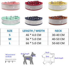 Yiwong Rhinestone Dog Collars for Medium and Large Dogs, Adjustable Suede Dog Collar, Reflective Large Dog Collar