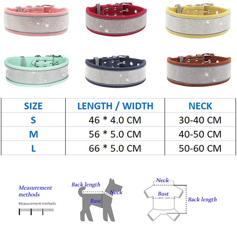 Yiwong Rhinestone Dog Collars for Medium and Large Dogs, Adjustable