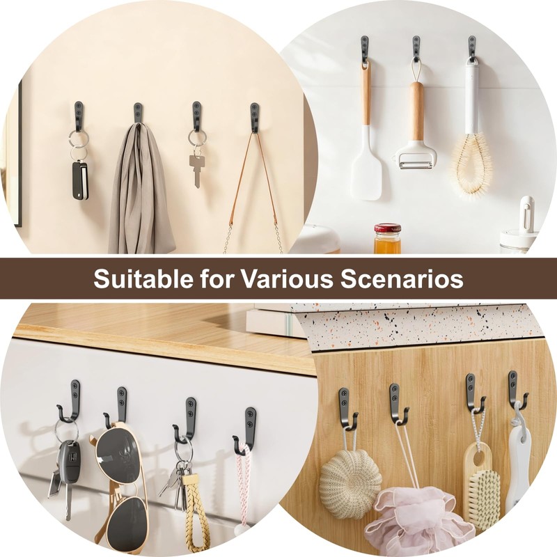 BREYDROK 20-Pack Towel Hooks for Bathroom, Heavy Duty Black Metal