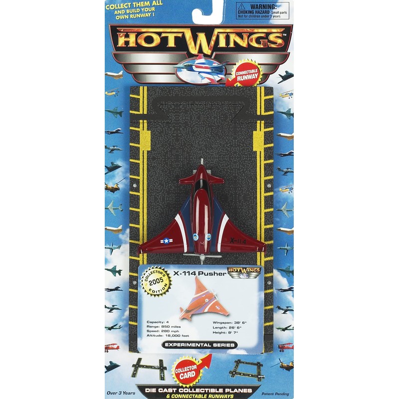 Hot Wings Planes Wings X-114 Pusher with Connectible Runway Red