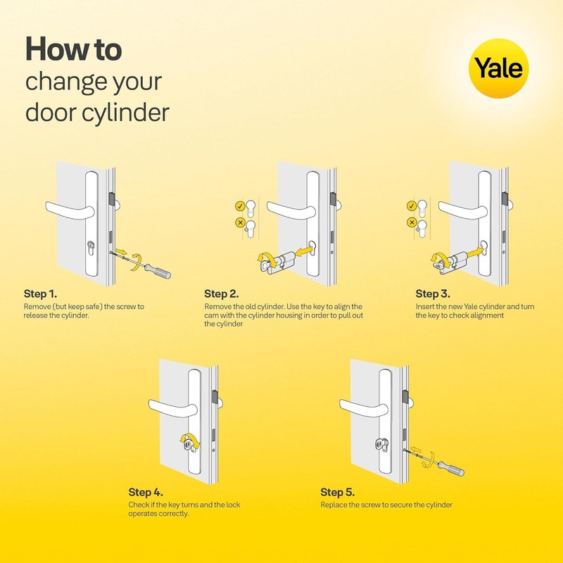 Yale Series 500 Series 105023040002201 Safety Cylinder Nickel-Plated 35 x