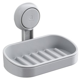 TAILI Soap Holder Soap Dish for Shower, Suction Cup Soap Holder for Shower Wall, Bathroom Accessories, Removable Strong Hold Soap Saver, Drill Free, Grey