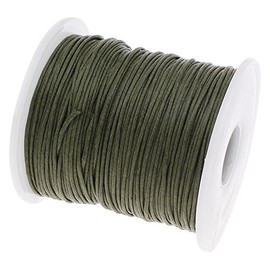 Perlin Cotton Cord 75m, 1mm Diameter, Waxed, Green, Jewelry Making Cord