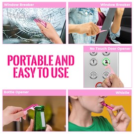 Jsngbse Safety Keychain Set for Women, Wristlet Keychain for Women with Bottle Opener, Card Holder, Wristlet Strap, Whistle, Travel Bottle Holder, Bracelet Safety Keychains for Accessories Kit