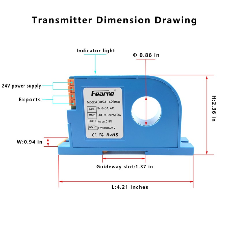 AC Current Transmitter,Hall DC Sensor,Output to PLC or Instrument,High Precision