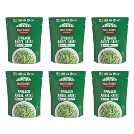 Miracle Noodle Spinach Angel Hair Pasta - Ready-To-Eat Plant Based Shirataki Noodles, Keto, Vegan, Gluten-Free, Paleo, Konjac Noodles, Low Calorie & Carb Pasta, Soy Free, Non-GMO - 7 Oz, 6-Pack