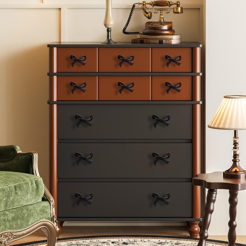 8 Pcs Black Bow Cabinet Knobs Vintage Bow Shape Cabinets