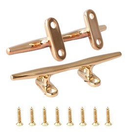 BSET MATEL Boat Cleat 6inch, Brass Boat Cleat 316 Stainless Steel Open Base Dock Cleats,2 Pcs Boat Cleat Hooks for Boat Docks, Decks or Nautical Decorations (6 inch （2 Pack）)