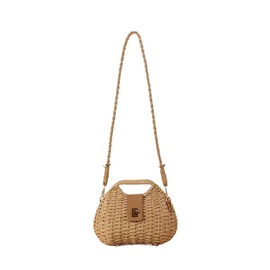 YOUSIS Straw Bag Women Woven Summer Beach Straw Purse Handbag Basket Shape Bags (Camel)