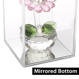 JUXYES Pack of 2 Clear Acrylic Display Case with Sliding Door for Mini Action Figures, Stackable Display Case Cube Small Showcase Free Standing Dustproof Collectibles Protection Box, Mirrored Bottom