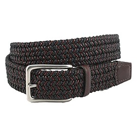 Torino Leather XL Italian Woven Cotton & Leather Belt - Black/Brown 60