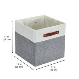 DECOMOMO Foldable Storage Bin [4-Pack] Collapsible Sturdy Cationic Fabric Storage Basket Cube W/Handles for Organizing Shelf Nursery (Grey & White, 11 x 11 x 11)