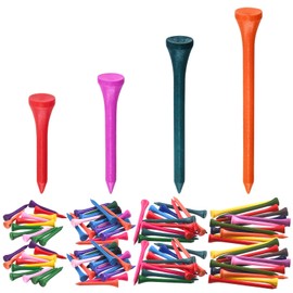 Keadic 180-Piece Wooden Golf Tees Assortment Set, 1-5/8 Inch 3-1/4 Inch 2-3/4 Inch 2-1/8 Inch Tall Golf Tees Bulk Reduce Side Spin and Friction for Golfing Activities, Practice, Game (Mixed Colour)