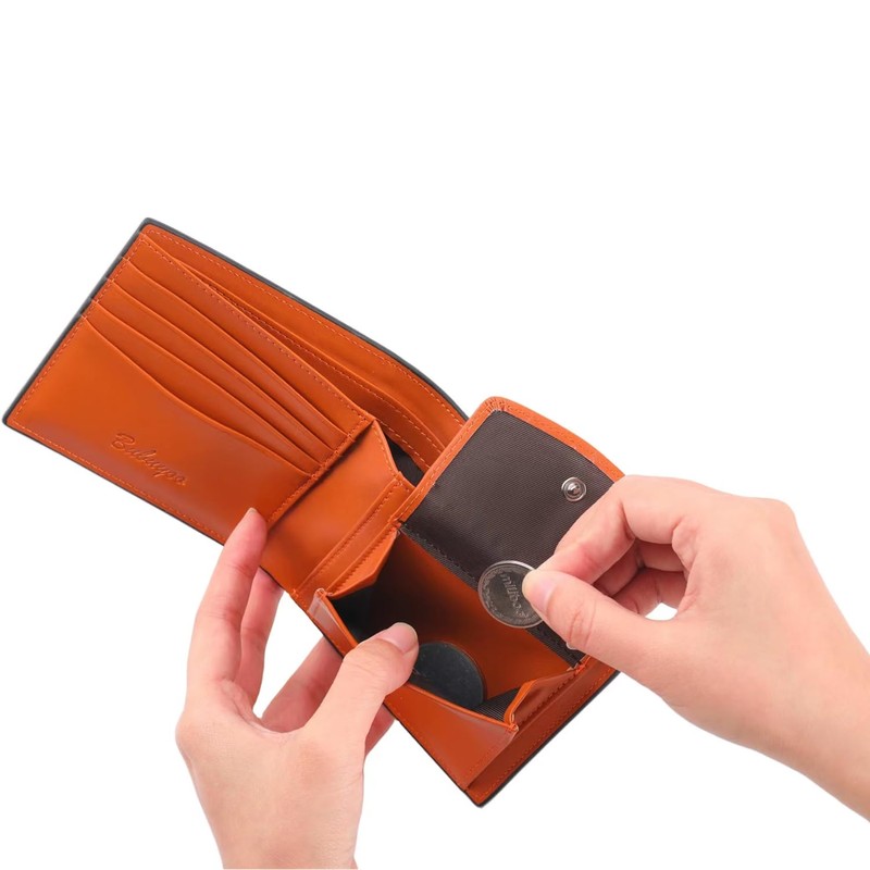 Bubuyoo Men's Bi-fold Wallet, Genuine Leather, Skimming, Thin, Large Capacity,