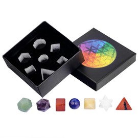 Nupuyai 7 chakra solidi platone pietre geometriche sacre per meditazione Reiki, set di pietre semipreziose naturali lucidate per buona fortuna e decorazione ufficio