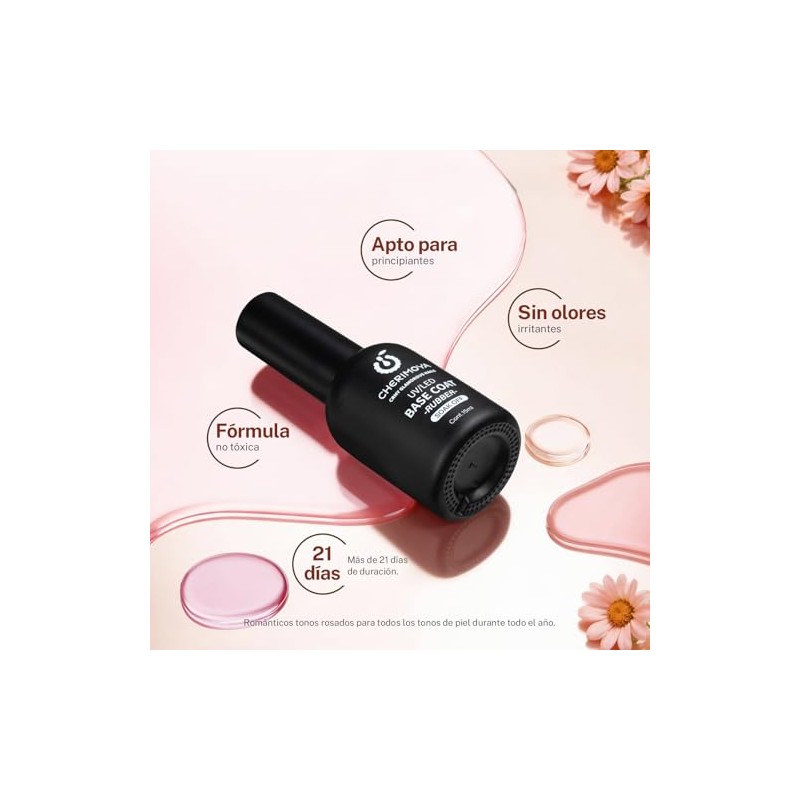 CHERIMOYA Base Coat Permanentes Rubber Color 15ml, Gel Multifuncional 4