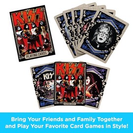 AQUARIUS Kiss - Baraja de Cartas con Temática de Kiss - Producto Oficial y Coleccionable - Tamaño de Póquer con Acabado de Lino