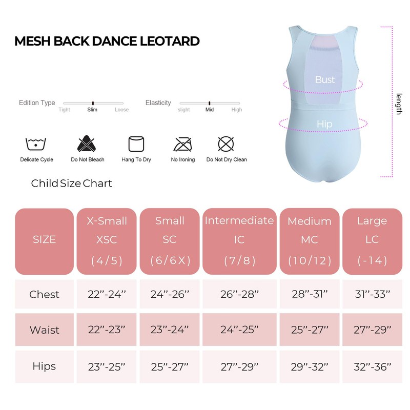 Phineein - Maillot de gimnasia para niñas, espalda de malla,