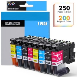 Paquete de 8 cartuchos de tinta de repuesto compatibles con la serie LC501, funciona con impresoras de inyección de tinta a color, negro, cian, magenta y amarillo