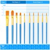 Bouiexye Blue Paint Brushes Set 50 Pcs Watercolor Brushes for