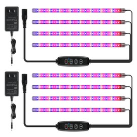 iPower 60W LED Plant Grow Light Strips Full Spectrum for Indoor Plants with Auto ON/Off 3/9/12H Timer, 10 Dimmable Levels 48 LEDs Per Tude, 4 Tubes*2, Mix