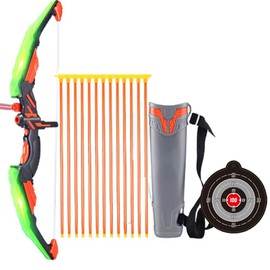 Bow and Arrow Set for Kids Light Up Archery Toy Set with Suction Cup Arrows Bow Quiver Aim Board for Boys Girls Indoor Outdoor Games Gift