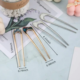 4 Pieces U Shaped Hair Pin Stick Vintage Metal Hair Pin Fork Sticks Hair Chignon Pins Elegant Hair Chopsticks U Shaped Headdress U Sticks Pins Hair Styling Accessory for Woman Girls (Gold and Silver)