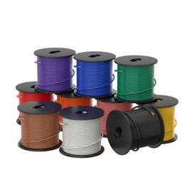 SUZCO 10 Rolls 100FT Automotive Primary Wire Spools Single Conductos Standards 14 Gauge SAE J1128, M1L56A & MS3450 CCA Low Voltage Electrical Hookup Wiring for Car Audio Stereo Trailer (1000FT Total)