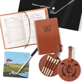 Best Funny Golf Gifts for Men Women Golfers Unique Ideas 2024 - Golf Scorecard Book Golf Bag Tag with 5 Golf Tees Golf Ballpoint Pen Greeting Card - Best Dad by Par - Fathers Day Dad Gifts for Men Dad
