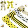 CCINEE 4 Rolls Wired Edge Ribbons with Bee,2.5 Inch×26 Yards