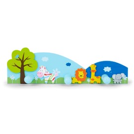 Mousehouse Gifts Jungle Safari Themed Children's Triple Coat Hook Wall Hooks for Door or Wall Hanging in Boys or Girls Nursery or Bedroom