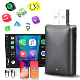 Mini Adaptador Automatico inalámbrico, 2026 Inalambrico Adaptador CarPlay/Android 2 en 1, Connect Estable por Cable a Inalambrico, Plug and Play para iOS 10+, Android 11+