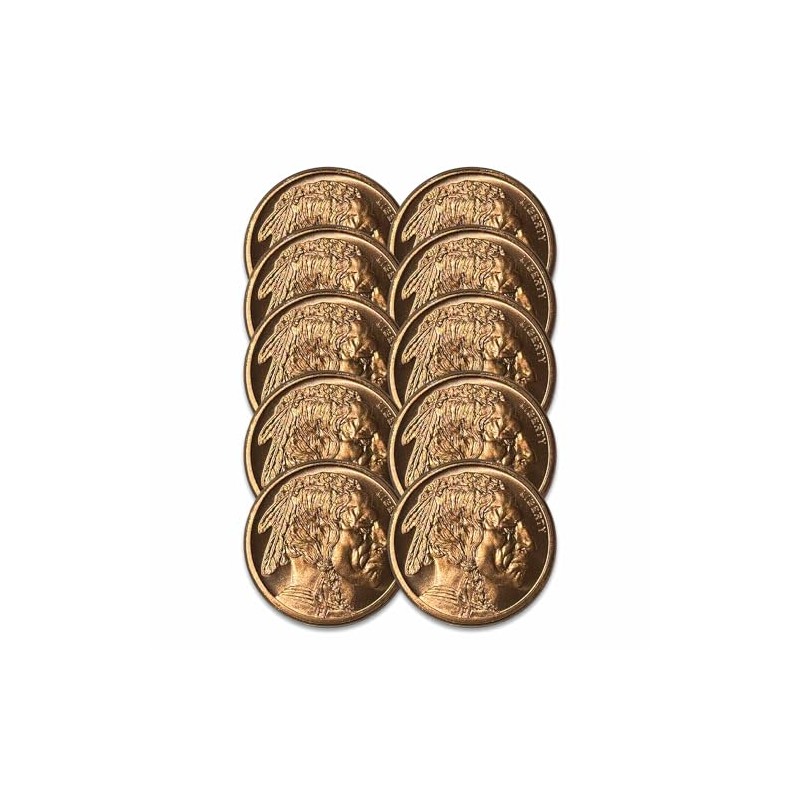 Generic 10 piece, 1 oz copper buffalo round nickel design