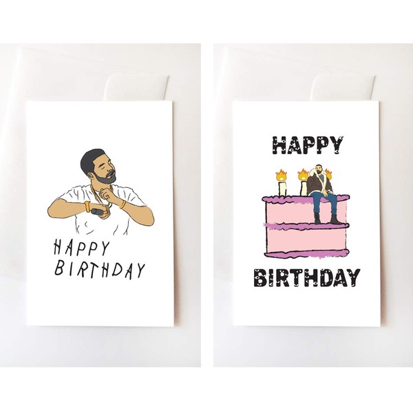 2 Pack - 6 God Dancing & Cake Birthday Cards (4.25x5.5 Inch)