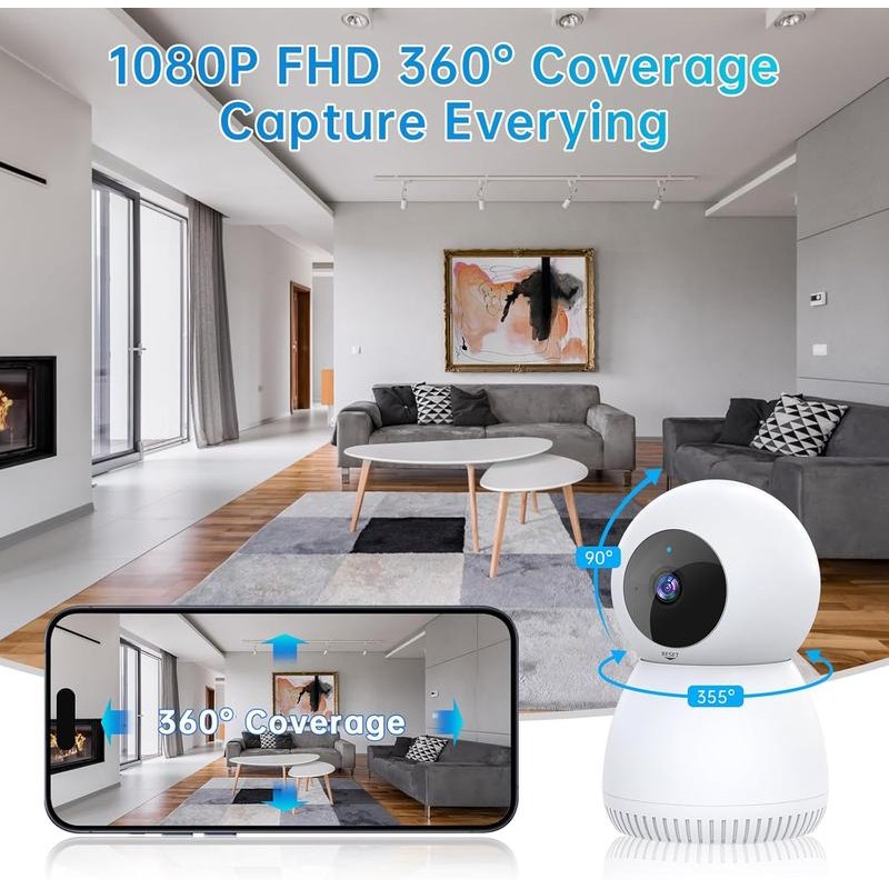 Indoor Security Camera with Motion Detection Siren Night Vision Two-Way