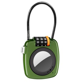 Upgraded Version AirTag Holder Combination Lock,Alloy Body AirTag Case with Cable,Anti Lost AirTag Secure Holder Lock,Resettable Code AirTag Holder Lock for Luggage Bags Gym Locker(Green)