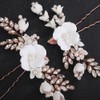 Teyglen Flower Bridal Hair Pins Crystal Pearl Bride Wedding Hair