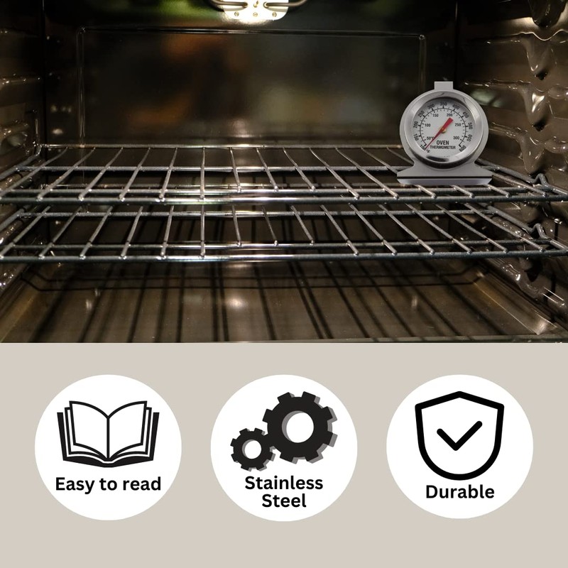 Invero Universal Stainless-Steel Oven Thermometer Monitoring Temperature Gauge - Hang
