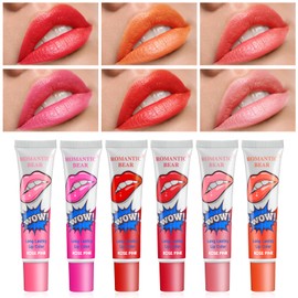 Lip Tint, 6-Piece Lip Gloss Set, Easy Peel Off Lip Stain Lipstick, Waterproof Long Lasting Lip Gloss for Women Girls, Makeup Beauty Lipstick Set - Lip Tattoo