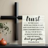 Putuo Decor Proverbs 3:5-6 Bible Verse Plaque Inspirational Desk Stand